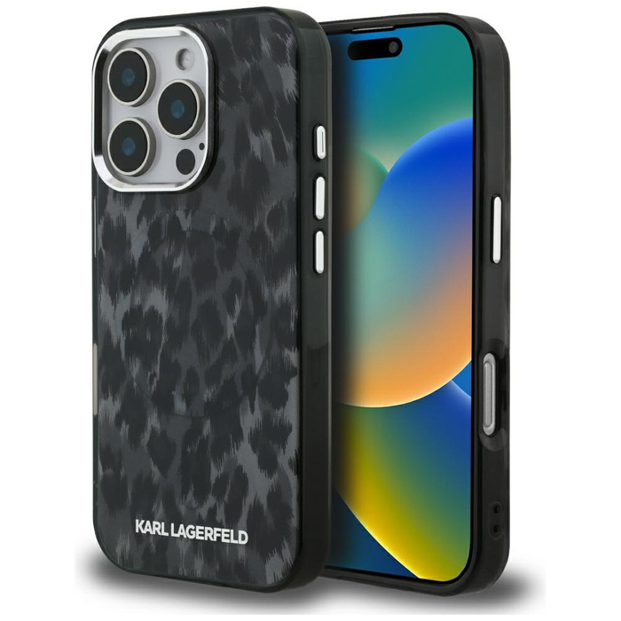 Etui Karl Lagerfeld IML Leopard Pattern  MagSafe do iPhone 16 Pro Max czarny
