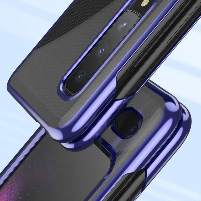 Pokovování Case tvrdý case kryt pouzdro s kovovým okrajem Samsung Galaxy Fold modrý
