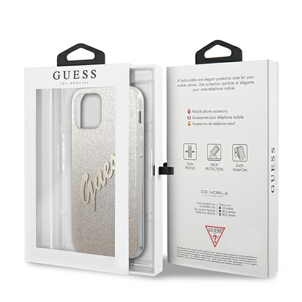 Puzdro GUESS Apple iPhone 12 Mini Glitter Gradient Script GUHCP12SPCUGLSGO Zlaté tvrdé puzdro