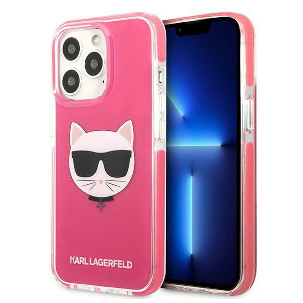 Hülle KARL LAGERFELD Apple iPhone 13 13 Pro Choupette Kopf Fuchsia Rosa Hartcase