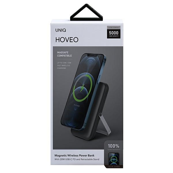 Uniq Powerbank Hoveo 5000mAh USB-C 20W PD Charge rapide Sans fil Magnétique gris/anthracite