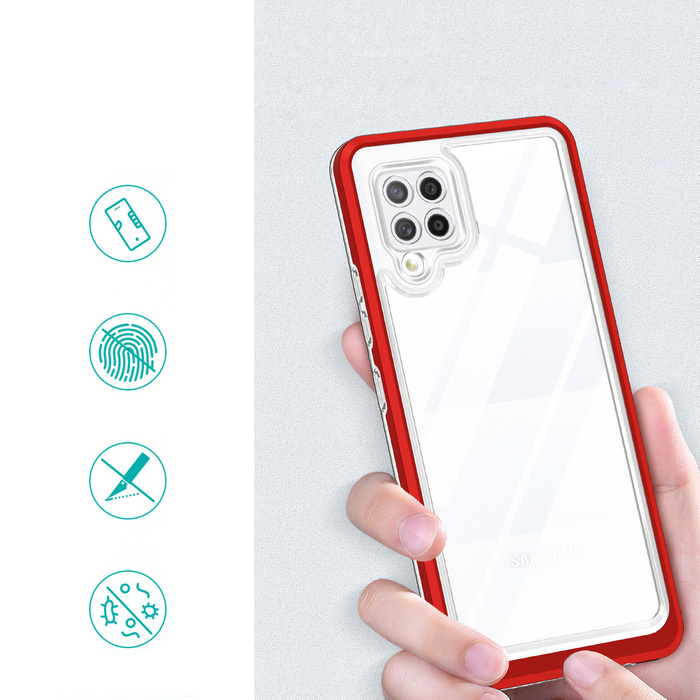 Funda transparente 3 en 1 para Samsung Galaxy A42 5G Frame Gel Cover Red