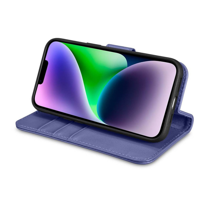 iCarer Wallet Case 2in1 iPhone 14 Flip Cover in pelle Anti-RFID viola chiaro (WMI14220725-LP)