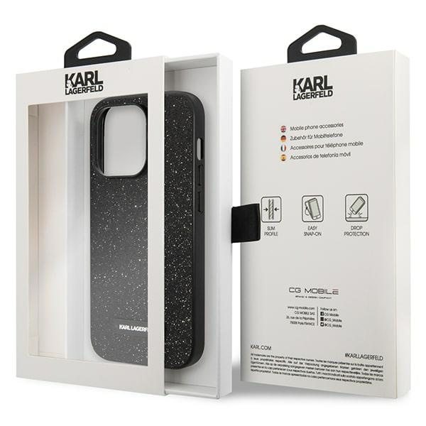 Karl Lagerfeld KLHCP14LG2ELK iPhone 14 Pro 6.1" hardcase black/black Glitter Plaque Logo