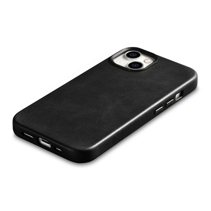 iCarer Oil Wax Premium Funda de cuero iPhone 14 Plus Funda de cuero magnética con MagSafe Negro (WMI14220703-BK)