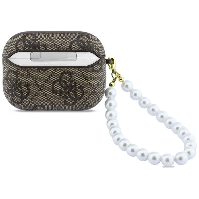 Etui Guess 4G Pearl Strap do AirPods Pro 3 brązowy