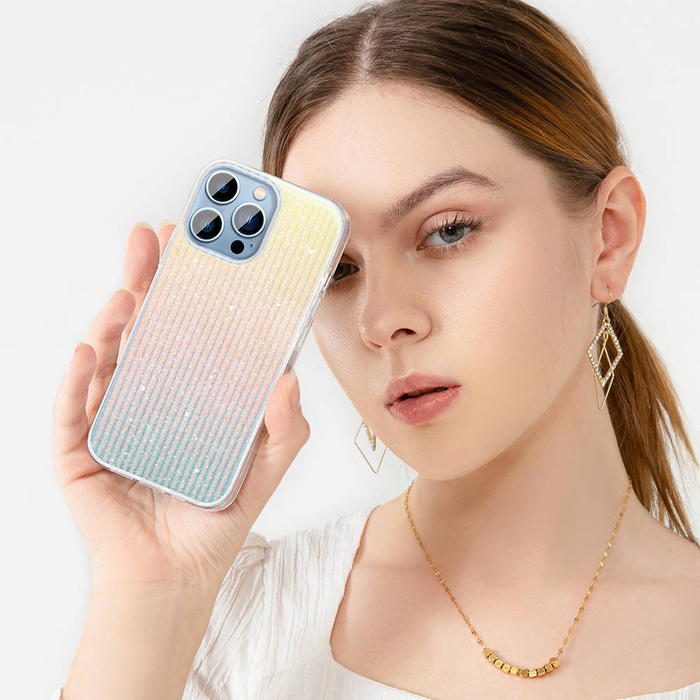 Kingxbar Travel Series Luxury Elegant Case für iPhone 13 Pro Blau / Orange (Wolken)