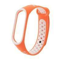 Silikon Armband strap Ersatzband Bänder für Xiaomi Mi Band 4 / Mi Band 3 Dots orange-weiß