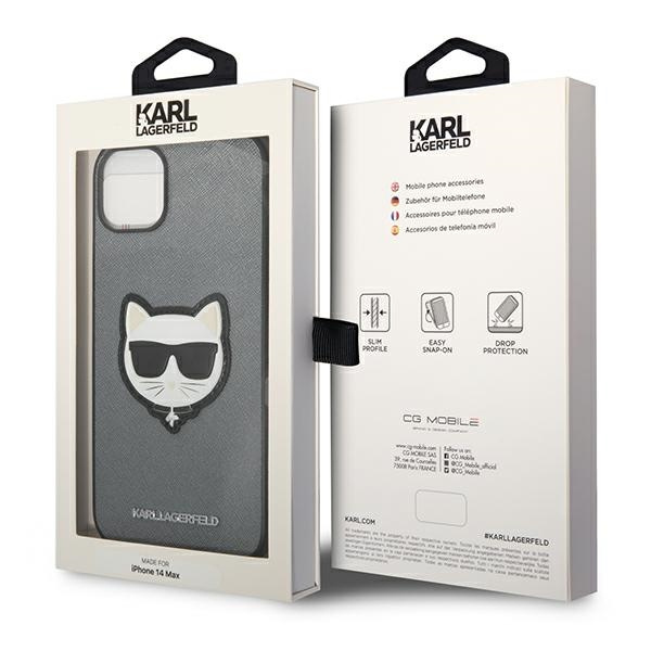 Hülle Karl Lagerfeld iPhone 14 6.1" hartcase Silber/Silber Saffiano Choupette Head Patch