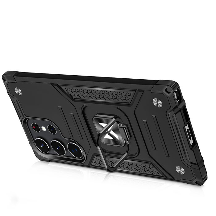 Wozinsky Ring Armor para Samsung Galaxy S23 Ultra blindada con soporte magnético y anillo negro