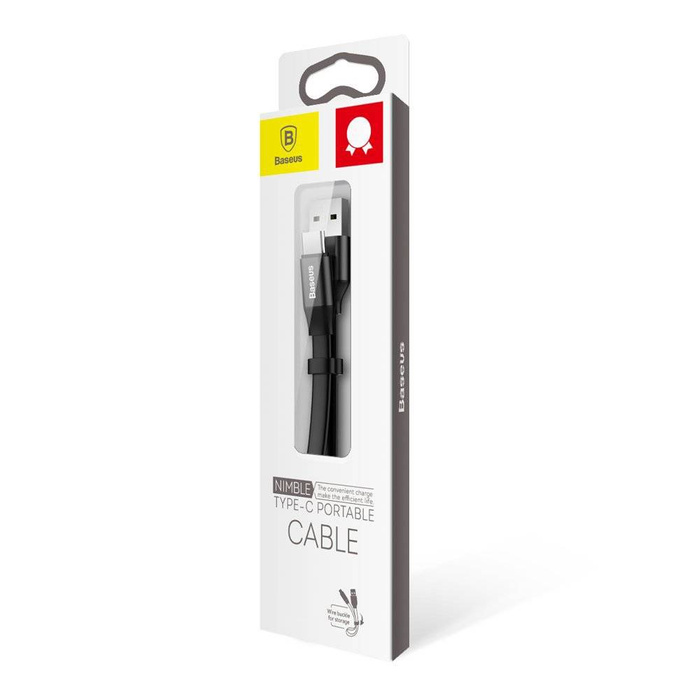 Cable plano Baseus Nimble Cable USB / USB-C con soporte 2A 0.23M negro (CATMBJ-01)