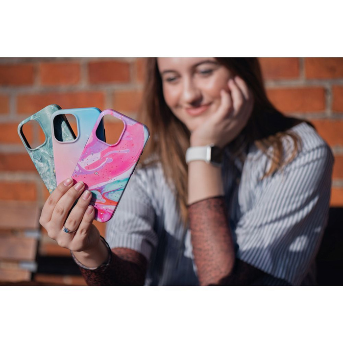 Etui na iPhone 16 PRO Forcell F-Protect Mirage zgodny z MagSafe Military Drop-Test green marble