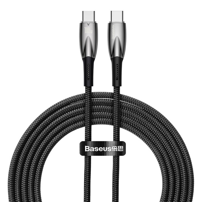 Baseus Řada Glimmer kabel s rychlým nabíjením USB-C 480Mb/s PD 100W 2m černá