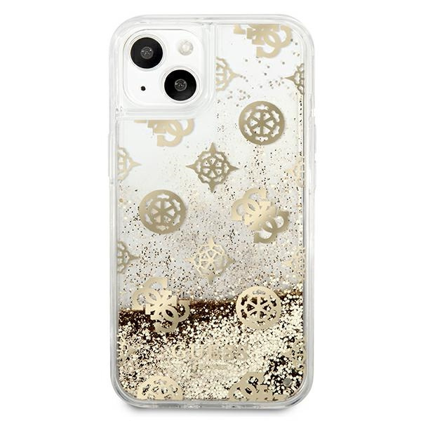 Case GUESS Apple iPhone 13 Mini Peony Liquid Glitter Gold Hardcase