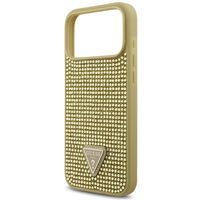 Etui Guess Rhinestone Triangle Logo do   iPhone 17 Pro Max złoty