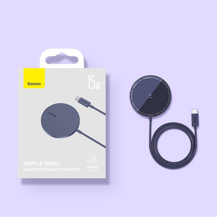 Caricabatterie magnetico Baseus Simple Mini3 MagSafe Qi 15W blu