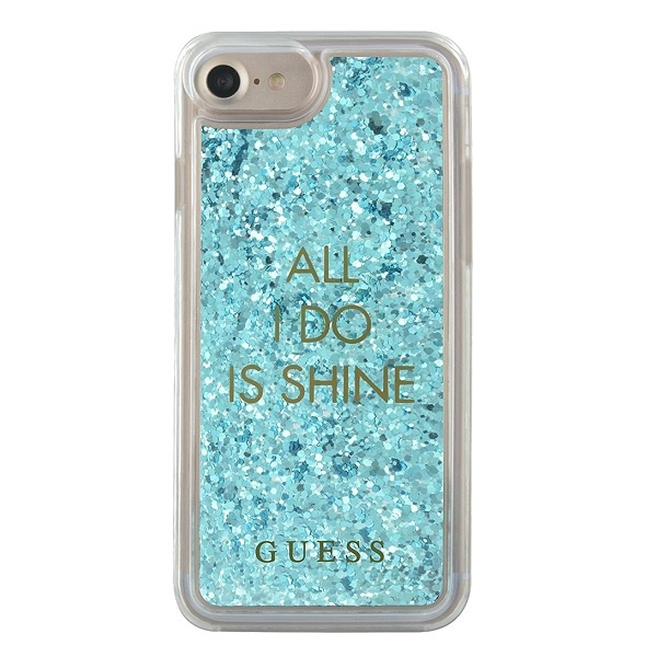 Puzdro GUESS Apple iPhone 6 7 8 SE 2020 Liquid Glitter Party Blue Hardcase