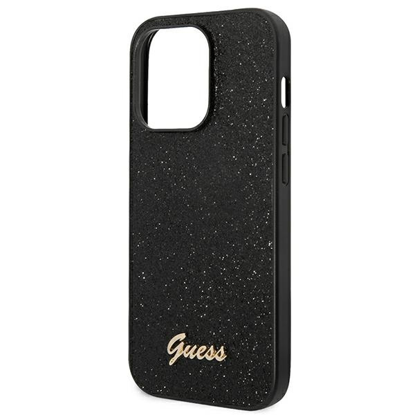 Case Guess iPhone 14 Pro 6.1" black/black hard case Glitter Script