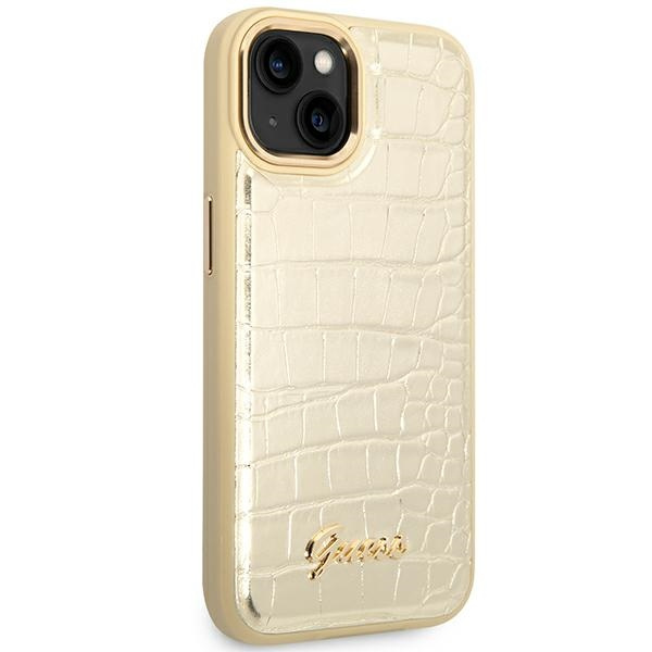 Hülle GUESS Apple iPhone 14 Plus Kroko Kollektion Gold Hartcase