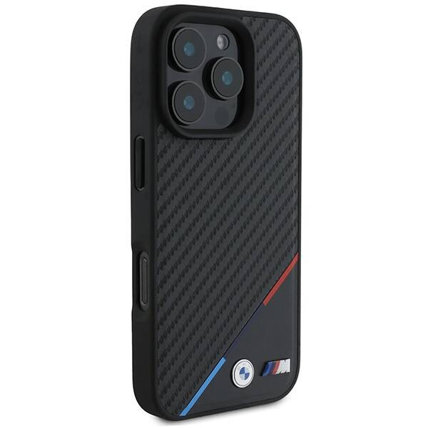 Hülle BMW iPhone 16 Pro 6.3" schwarz/schwarz hartcase M Carbon Tricolor Line MagSafe