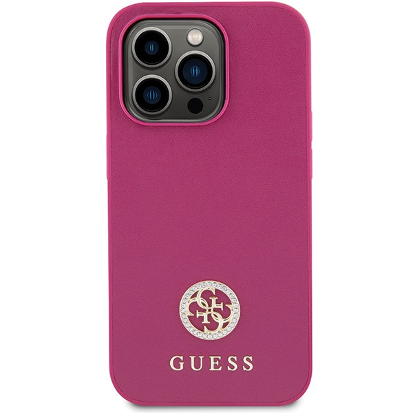 Guess GUHCP15LPS4DGPP iPhone 15 Pro 6.1" pink/pink hardcase Strass Metal Logo