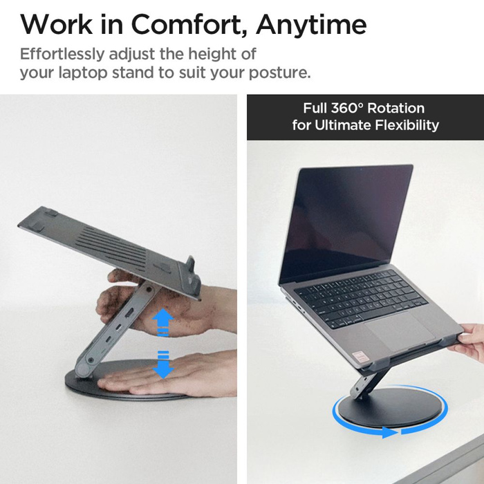 Spigen LD204H LAPTOPSTÄNDER HUB SPACE GREY