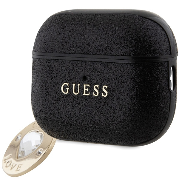 Case Guess GUAP2PGEHCDK AirPods Pro 2 cover black/black Fixed Glitter Heart Diamond Charm Case