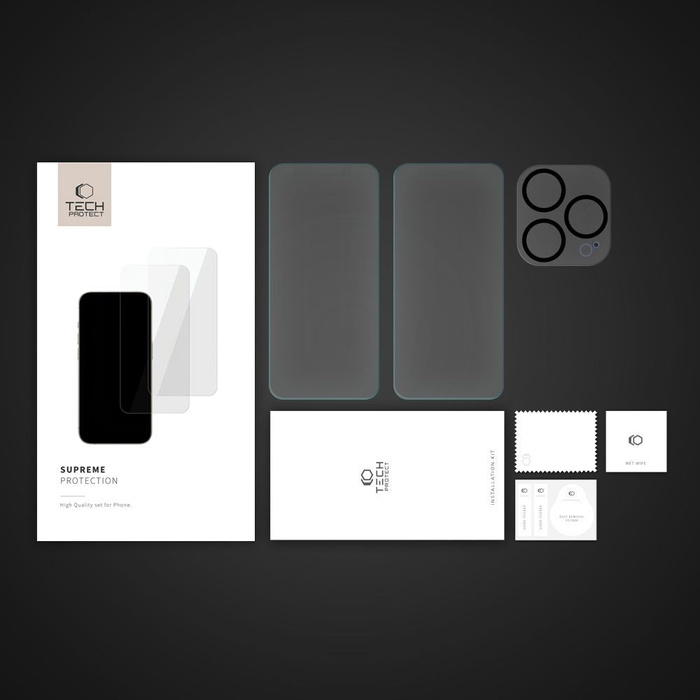 Tempered Glass Tech-protect Supreme Set iPhone 15 Pro Clear