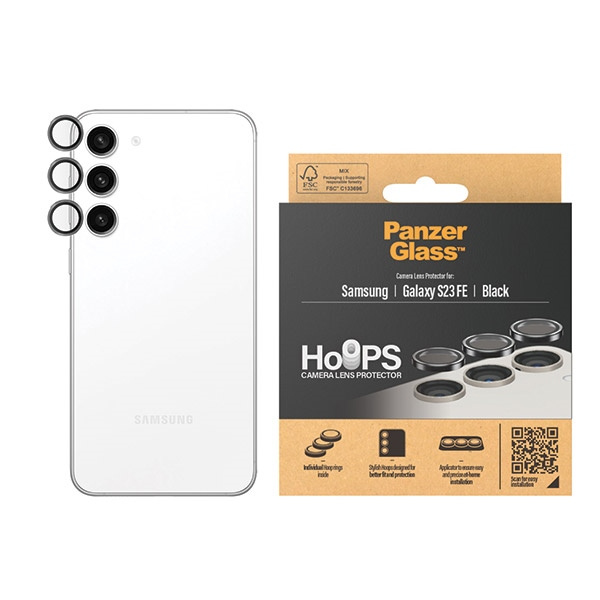 PanzerGlass Hoops Camera Samsung Galaxy S23 FE czarny/black 0460 camera lens protector hoop optic rings