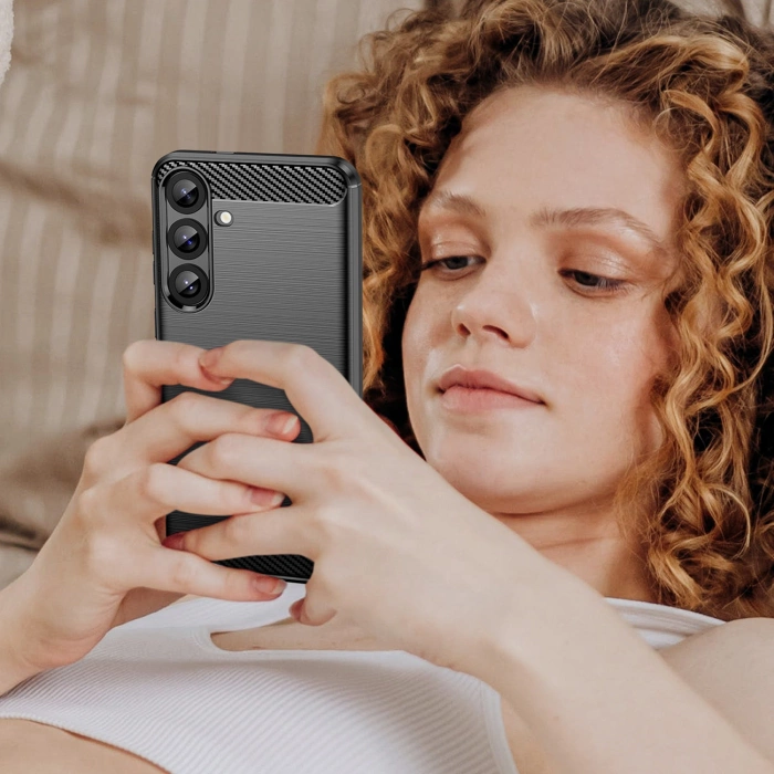 Carbon Case Silikonhülle für Samsung Galaxy S25+ - schwarz