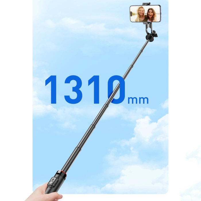 Selfie Stick WC1Y2S Teleskopstativ 1,3 m aus Aluminiumlegierung mit Telefonhalter – Schwarz