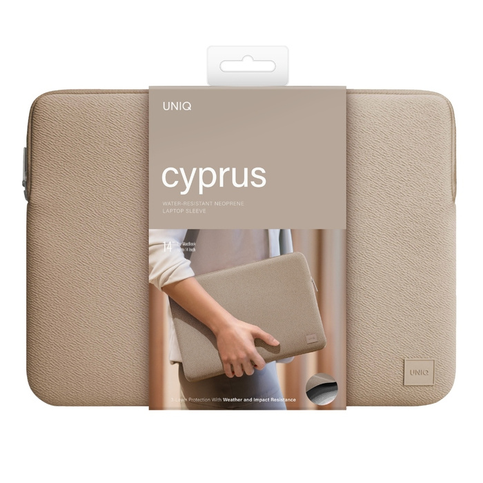 UNIQ neoprene laptop Sleeve 14" Cyprus Water-Resistant Nude Brown