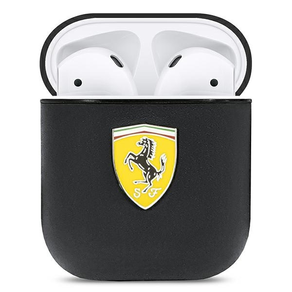Ferrari FESA2LEBK AirPods Abdeckung schwarz/schwarz On Track Leder