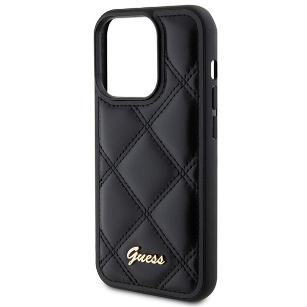 Etui Guess GUHCP15LPSQSQSK iPhone 15 Pro 6.1" czarny/black hardcase Quilted Metal Logo Case