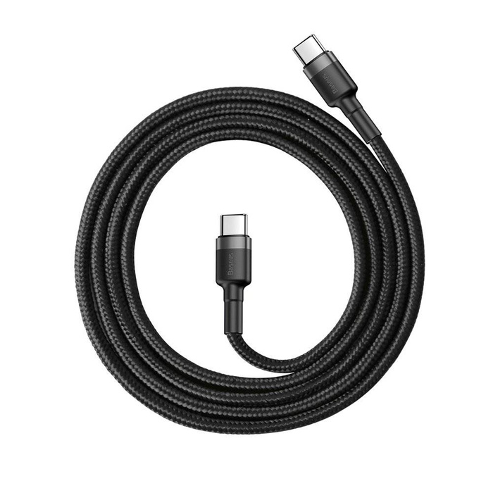 Kabel Baseus Cafule Odolný nylonový kabel USB-C PD / USB-C PD PD2.0 60W 20V 3A QC3.0 1M černo-šedý (CATKLF-GG1)