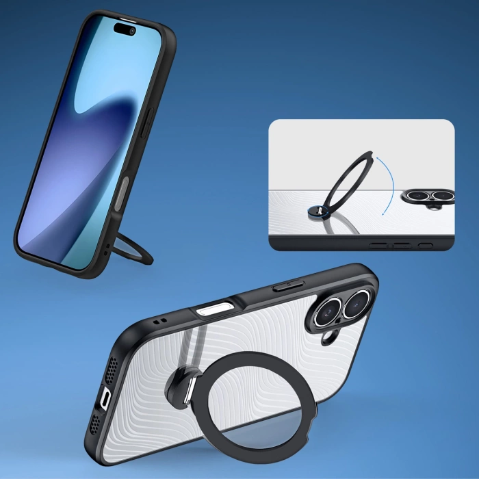 Dux Ducis Aimo Mag Case with Magnetic Ring and Stand for iPhone 17 – Black