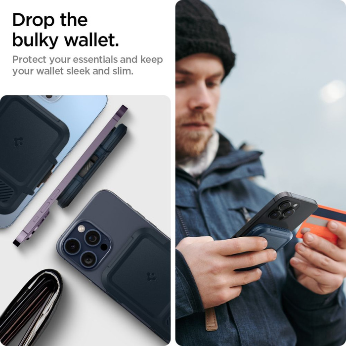 PORTEFEUILLE MagASEF Spigen LOCK FIT UNIVERSAL CARD HOLDER NAVY BLUE