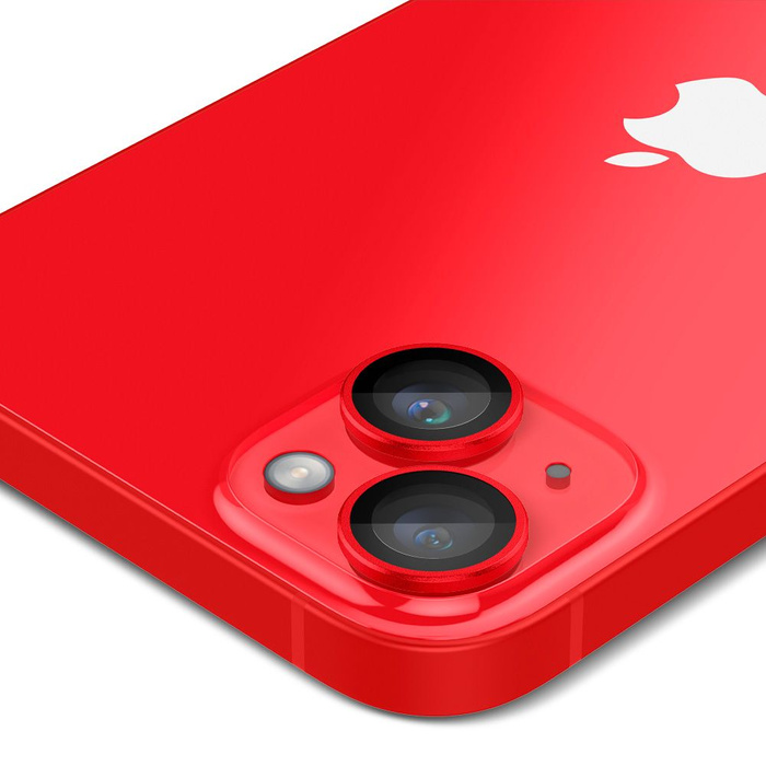 PROTECTOR DE CÁMARA Spigen OPTIK.TR "EZ FIT" PROTECTOR DE CÁMARA 2-PACK IPhone 14 / 14 PLUS ROJO