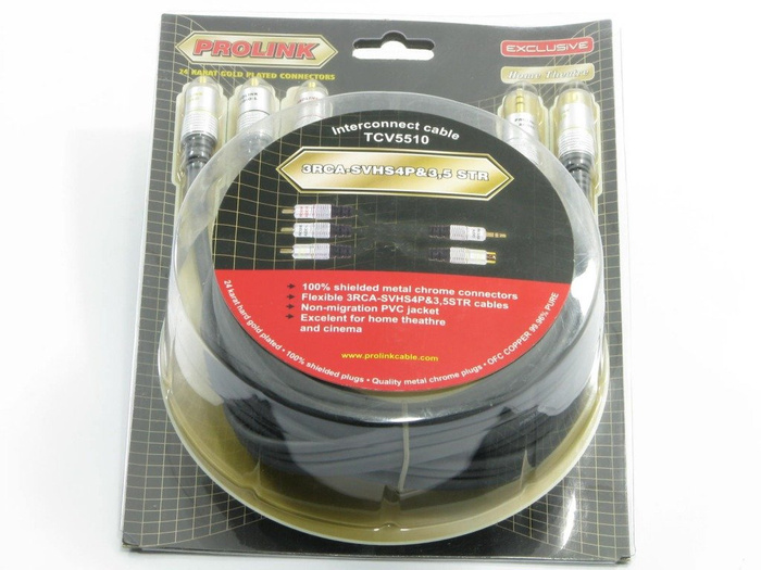 PROLINK 3RCA - SVHS4P + 3,5 STR cable 3m TCV5510