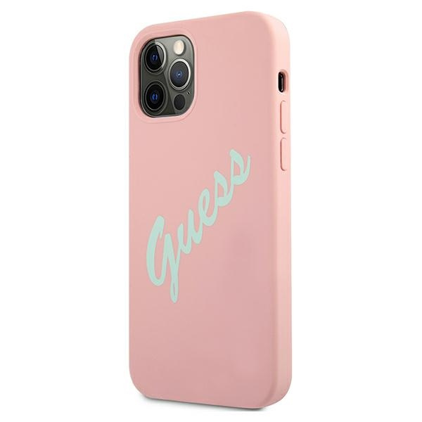 Case GUESS Apple iPhone 12 12 Pro Silicone Vintage Pink Green Hardcase