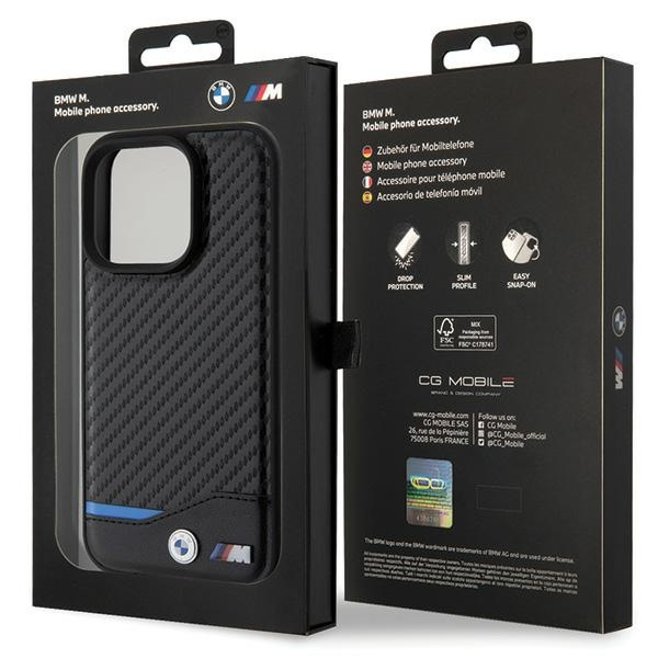 Etui BMW BMHCP15L22NBCK iPhone 15 Pro 6.1" czarny/black Leather Carbon Case
