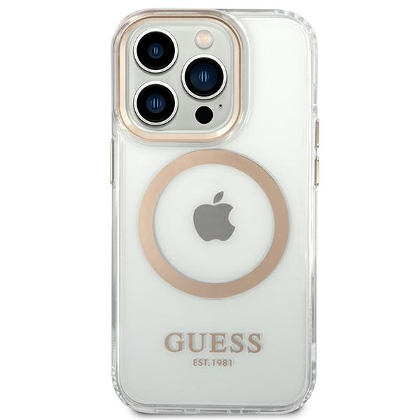 Hülle Guess GUHMP14XHTRMD iPhone 14 Pro Max 6.7" gold/gold hart case Metal Outline MagSafe