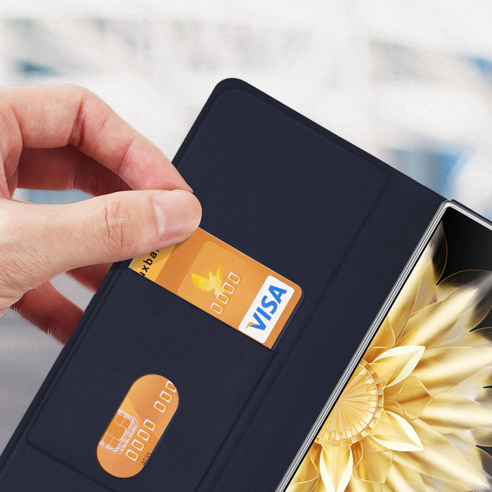 Kožené pouzdro Dux Ducis Bril se stojánkem a peněženkou pro Honor Magic VS - modré