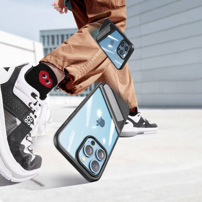 Ugreen Fusion Kickstand Case merev tok zselés kerettel és állvánnyal iPhone 13 Pro fekete (90153)