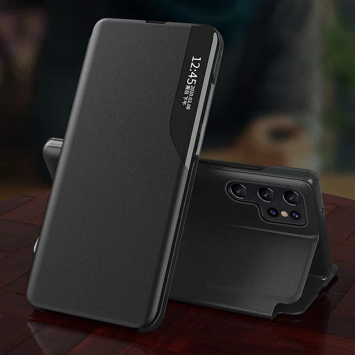 Pouzdro Eco Leather View pro Samsung S24 Ultra s klopou - černé