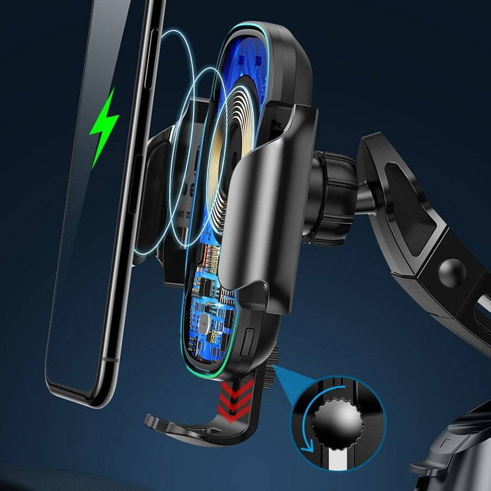 Baseus Smart Vehicle Bracket Wireless Charger Automatischer Elektrisch KFZ-Halterung kabelloses Qi-Ladegerät 15W schwarz (WXHW03-01)