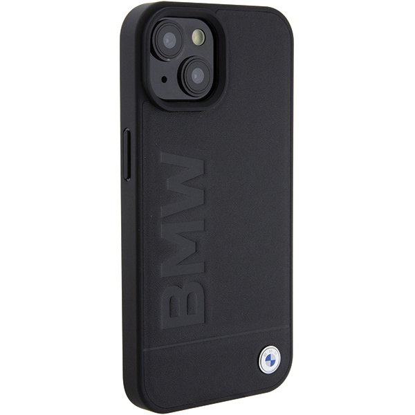 Etui BMW BMHCP15SSLLBK iPhone 15 6.1" czarny/black Leather Hot Stamp Case