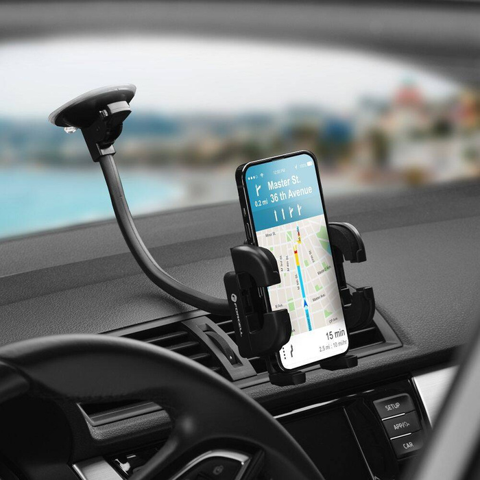 Uchwyt na telefon do samochodu uniwersalny Forcell F-Grip Regular 27 cm do szyby / deski / kratki czarny