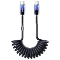 Joyroom S-A43 Crystal-Clear Series 60W USB-C - USB-C spiral cable 1.5m - black