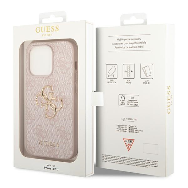 Case Guess iPhone 14 Pro 6.1" pink/pink hardcase 4G Big Metal Logo